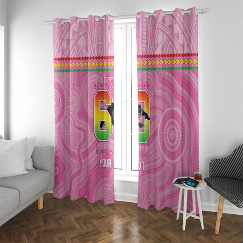 Penrith Panthers Rugby Custom Window Curtain 60 Years Anniversary Pink Polynesian Aboriginal Art