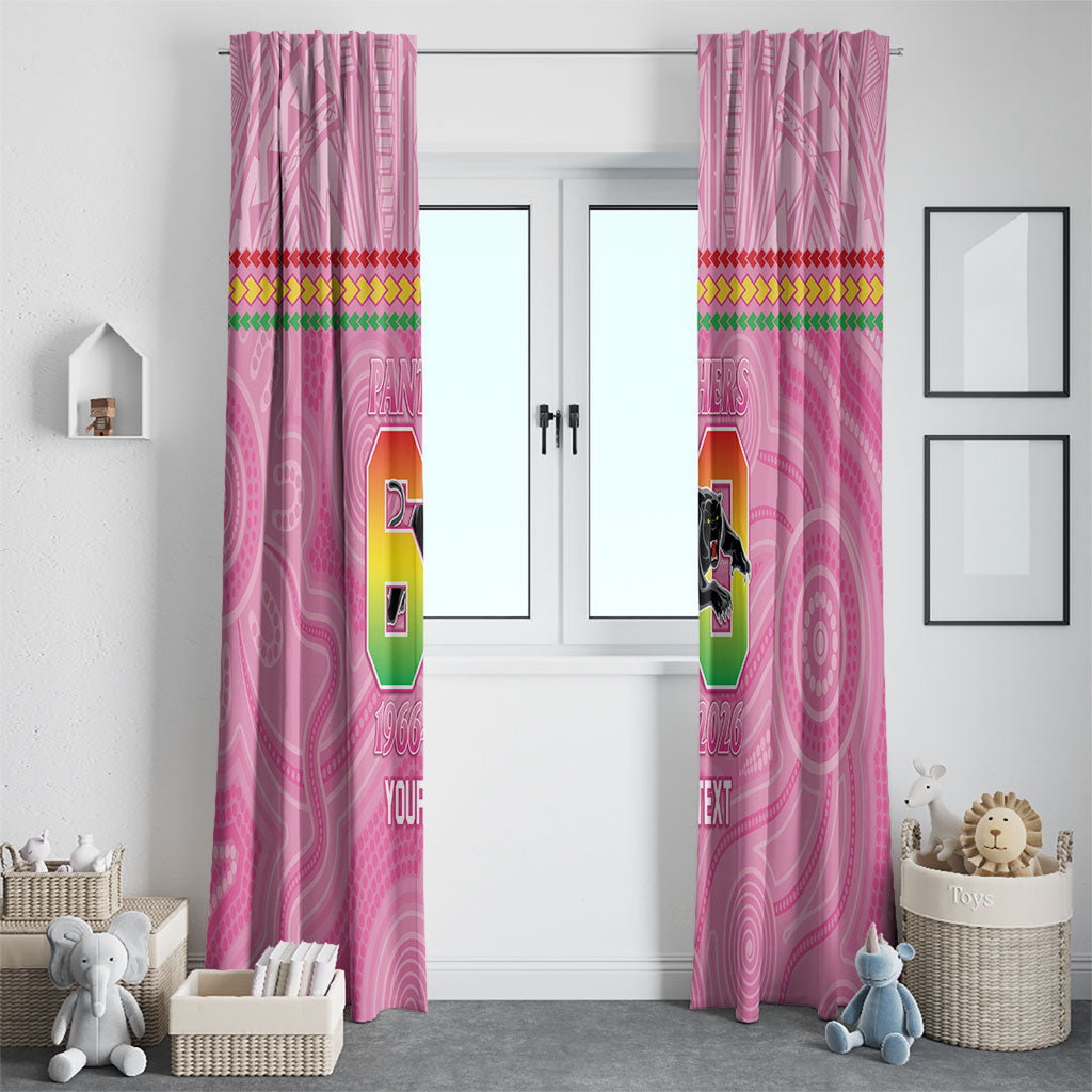 Penrith Panthers Rugby Custom Window Curtain 60 Years Anniversary Pink Polynesian Aboriginal Art
