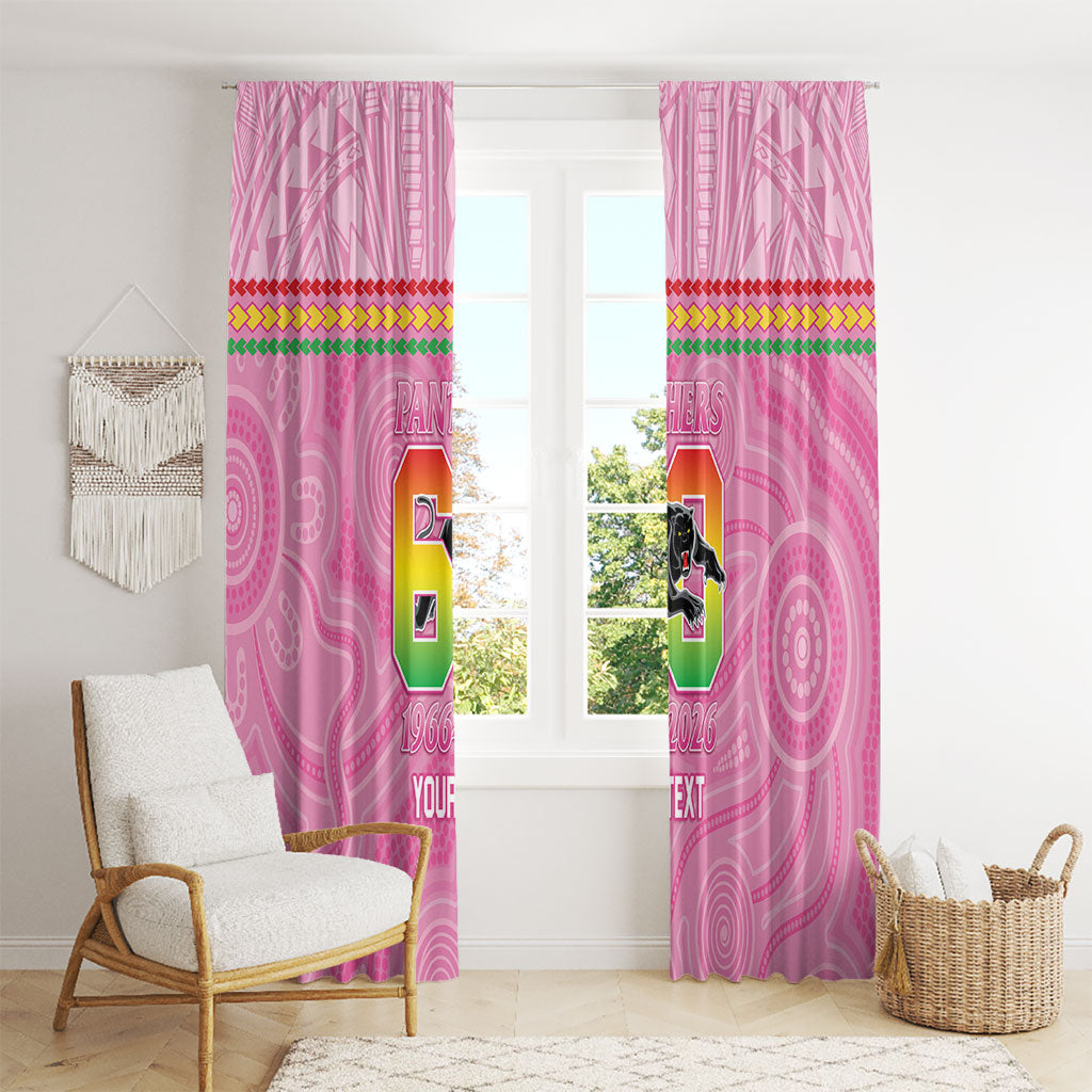 Penrith Panthers Rugby Custom Window Curtain 60 Years Anniversary Pink Polynesian Aboriginal Art