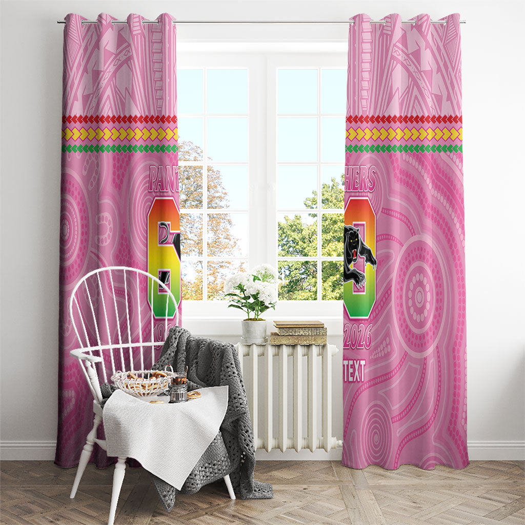 Penrith Panthers Rugby Custom Window Curtain 60 Years Anniversary Pink Polynesian Aboriginal Art