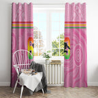 Penrith Panthers Rugby Custom Window Curtain 60 Years Anniversary Pink Polynesian Aboriginal Art