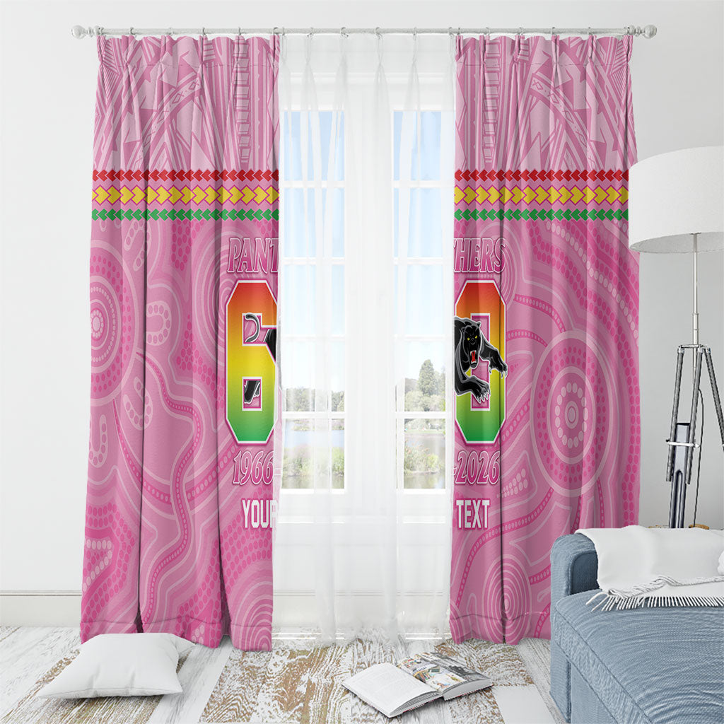 Penrith Panthers Rugby Custom Window Curtain 60 Years Anniversary Pink Polynesian Aboriginal Art