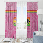 Penrith Panthers Rugby Custom Window Curtain 60 Years Anniversary Pink Polynesian Aboriginal Art