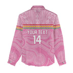 Penrith Panthers Rugby Custom Women Casual Shirt 60 Years Anniversary Pink Polynesian Aboriginal Art
