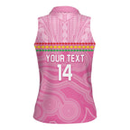 Penrith Panthers Rugby Custom Women Sleeveless Polo Shirt 60 Years Anniversary Pink Polynesian Aboriginal Art