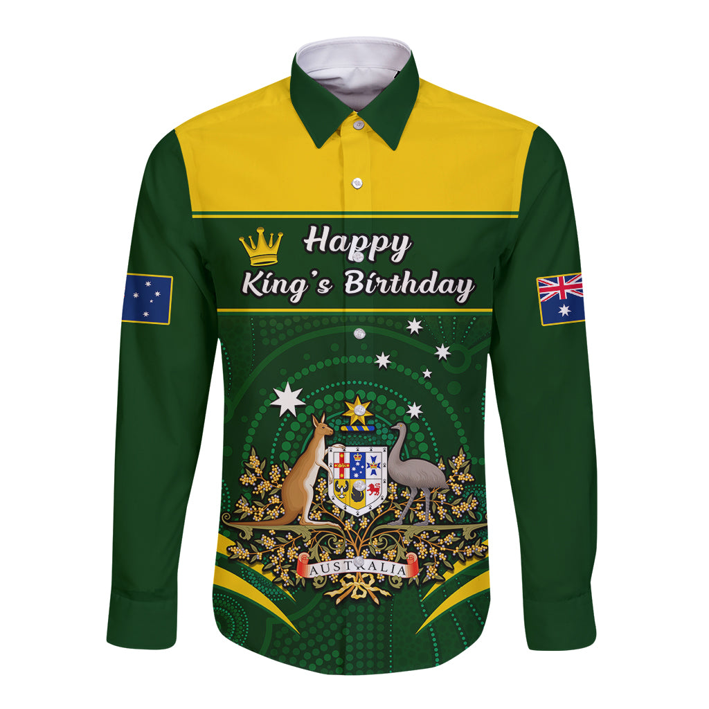personalised-12-june-australia-king-birthday-long-sleeve-button-shirt-aboriginal-national-color