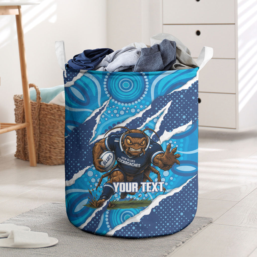 NSW Blues Rugby Custom Laundry Basket Go Cockroaches Sporty Aboriginal Art