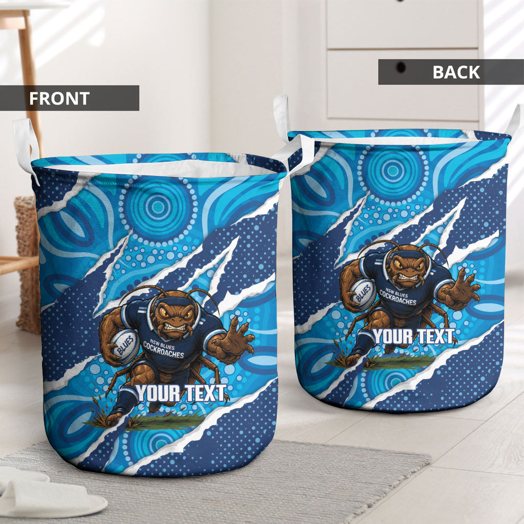 NSW Blues Rugby Custom Laundry Basket Go Cockroaches Sporty Aboriginal Art