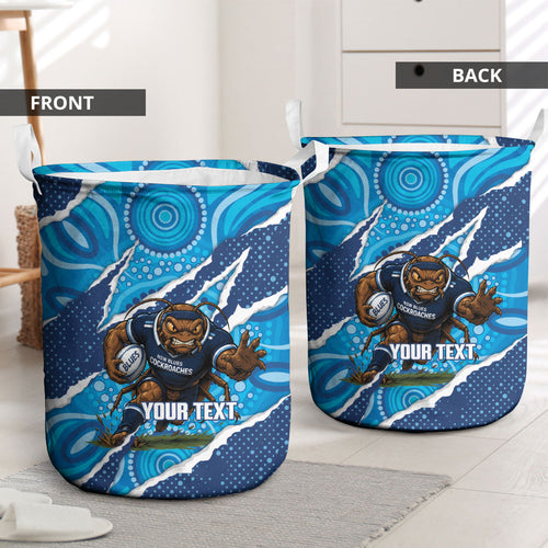 NSW Blues Rugby Custom Laundry Basket Go Cockroaches Sporty Aboriginal Art