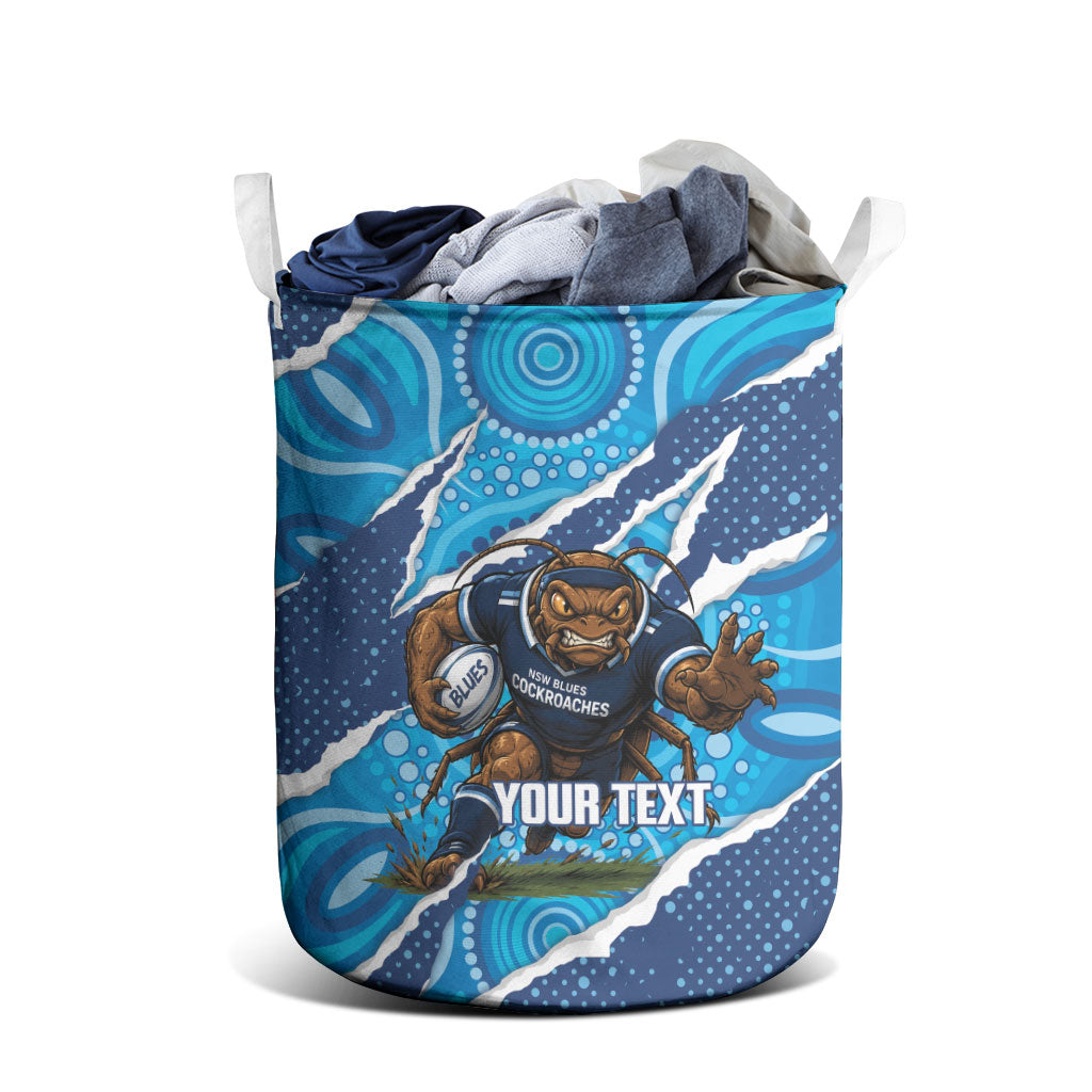 NSW Blues Rugby Custom Laundry Basket Go Cockroaches Sporty Aboriginal Art