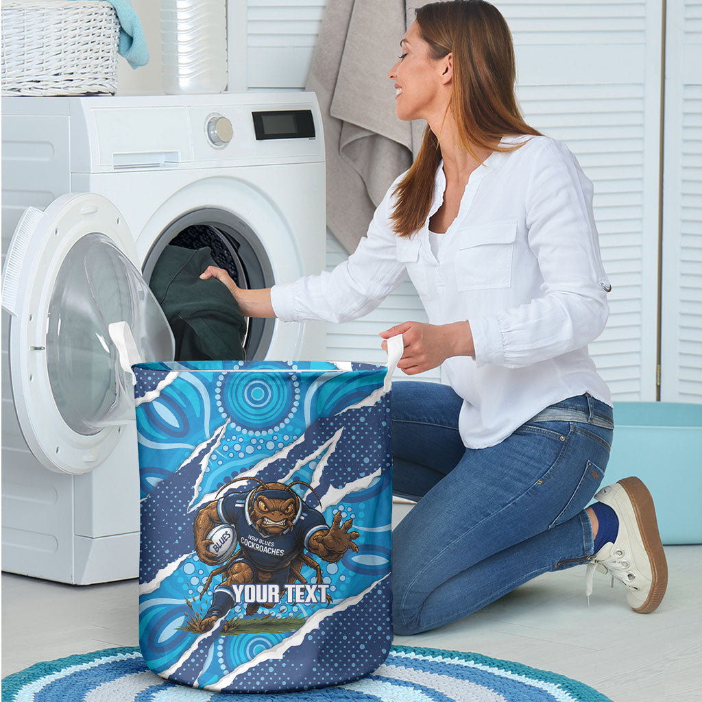 NSW Blues Rugby Custom Laundry Basket Go Cockroaches Sporty Aboriginal Art