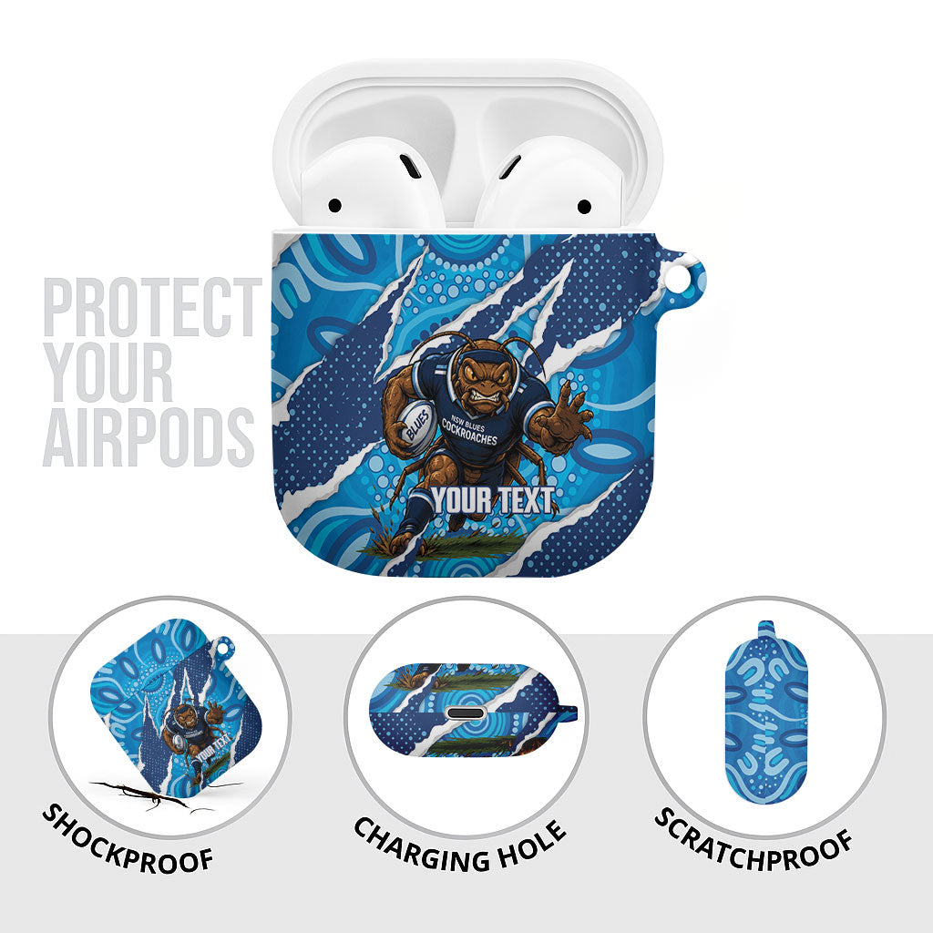 NSW Blues Rugby Custom AirPods Case Go Cockroaches Sporty Aboriginal Art