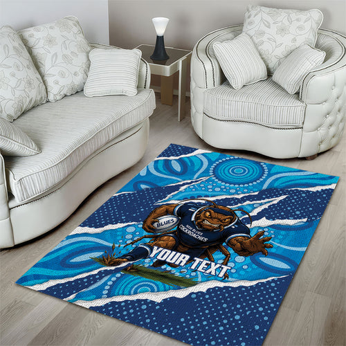 NSW Blues Rugby Custom Area Rug Go Cockroaches Sporty Aboriginal Art