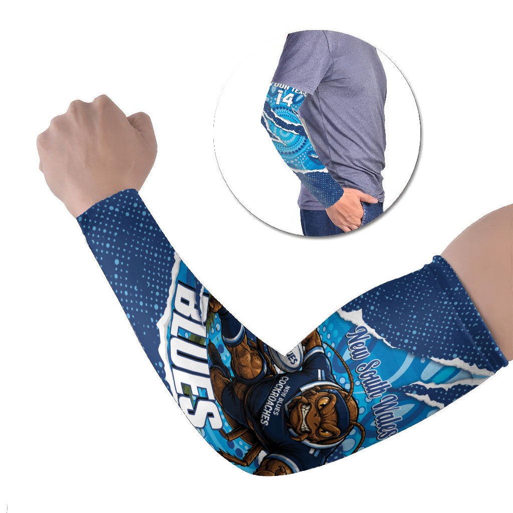NSW Blues Rugby Custom Arm Sleeves Go Cockroaches Sporty Aboriginal Art