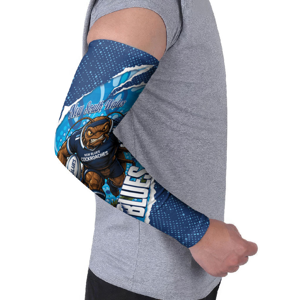 NSW Blues Rugby Custom Arm Sleeves Go Cockroaches Sporty Aboriginal Art