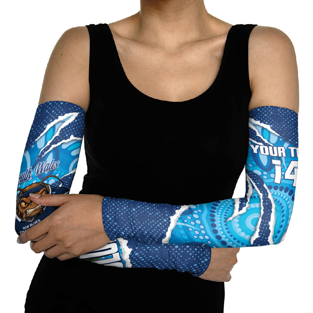 NSW Blues Rugby Custom Arm Sleeves Go Cockroaches Sporty Aboriginal Art