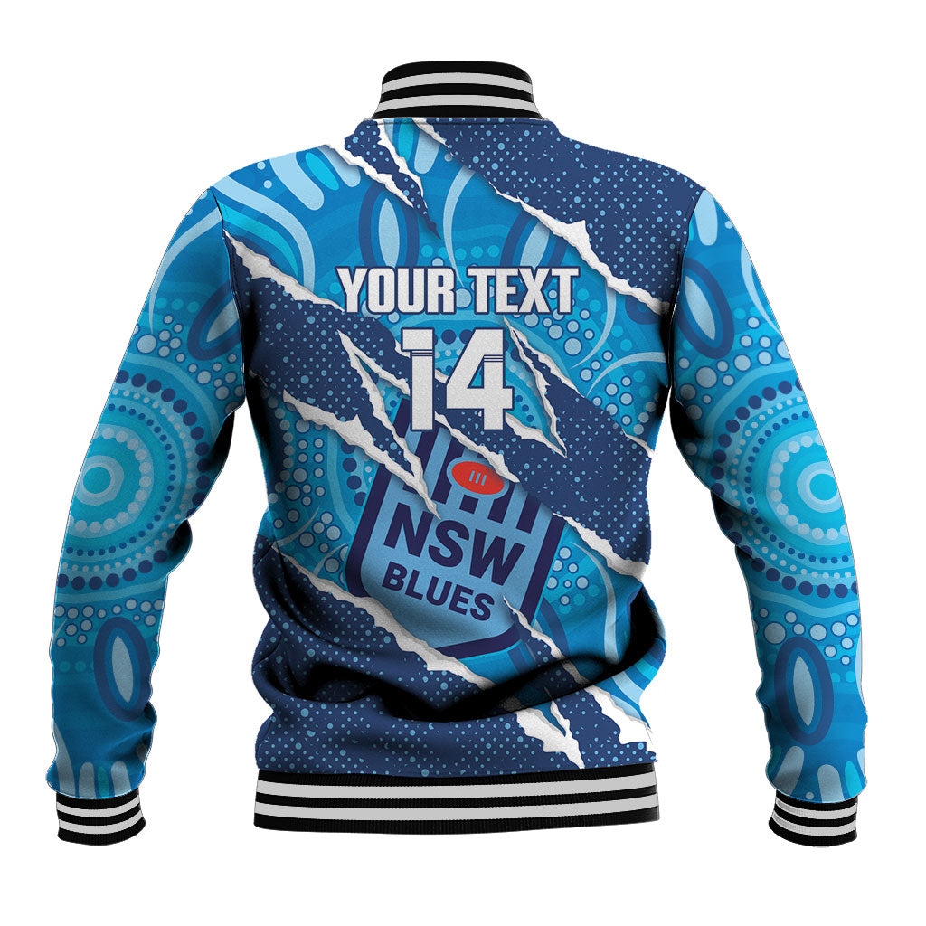 NSW Blues Rugby Custom Baseball Jacket Go Cockroaches Sporty Aboriginal Art