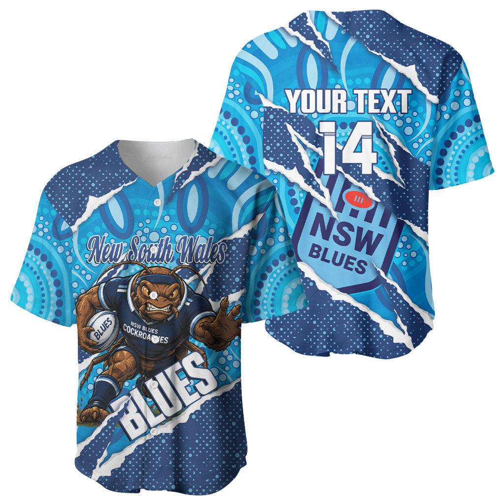 NSW Blues Rugby Custom Baseball Jersey Go Cockroaches Sporty Aboriginal Art