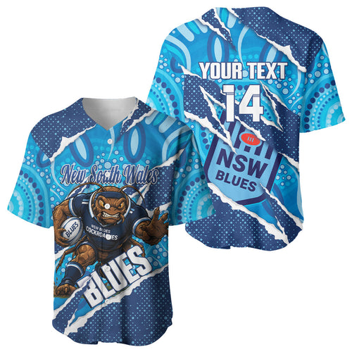 NSW Blues Rugby Custom Baseball Jersey Go Cockroaches Sporty Aboriginal Art