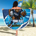 NSW Blues Rugby Custom Beach Blanket Go Cockroaches Sporty Aboriginal Art