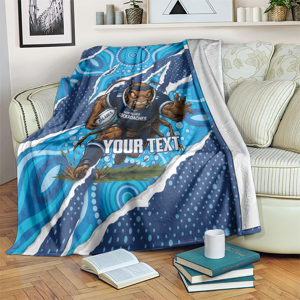 NSW Blues Rugby Custom Blanket Go Cockroaches Sporty Aboriginal Art