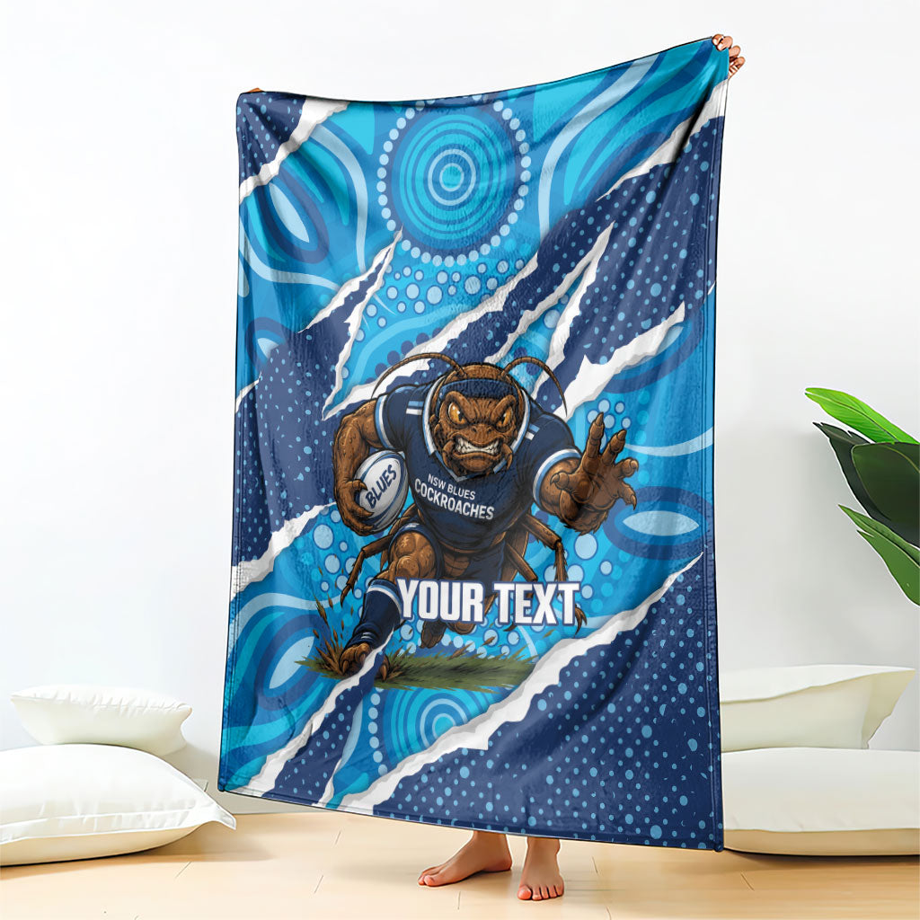 NSW Blues Rugby Custom Blanket Go Cockroaches Sporty Aboriginal Art