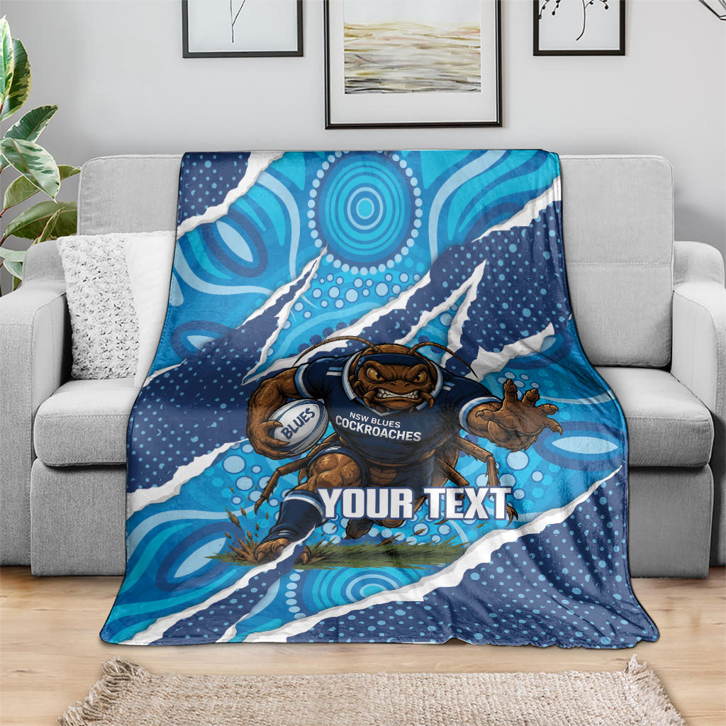 NSW Blues Rugby Custom Blanket Go Cockroaches Sporty Aboriginal Art