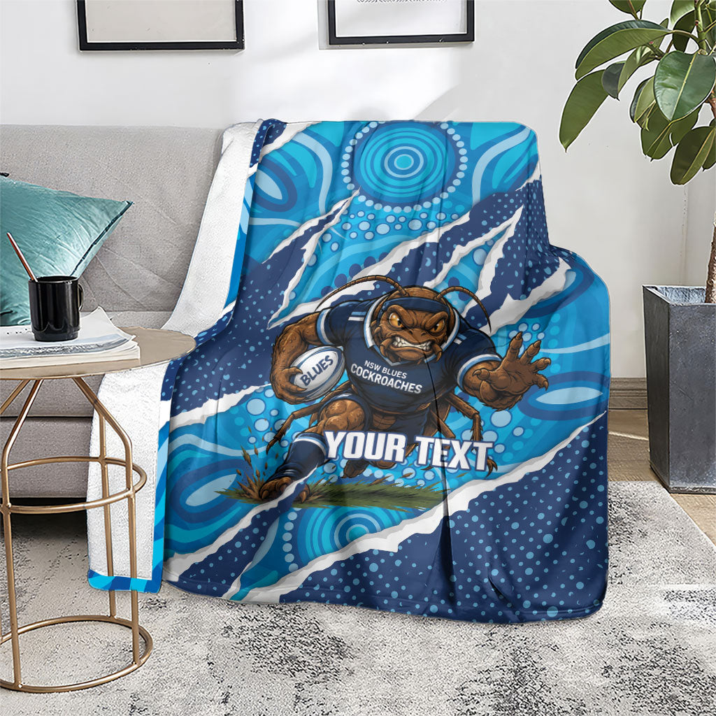 NSW Blues Rugby Custom Blanket Go Cockroaches Sporty Aboriginal Art