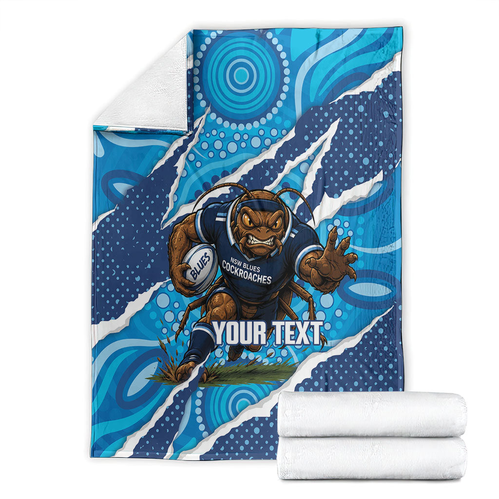 NSW Blues Rugby Custom Blanket Go Cockroaches Sporty Aboriginal Art