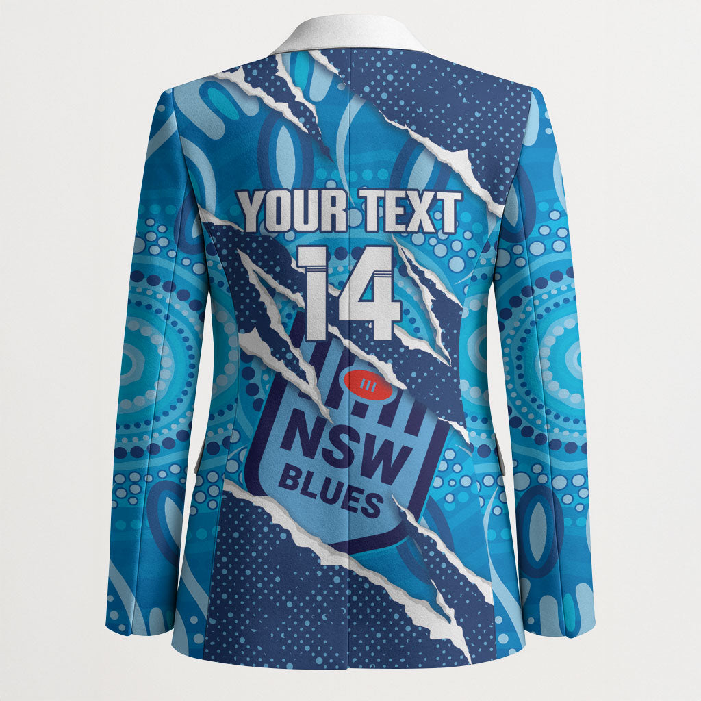 NSW Blues Rugby Custom Blazer Go Cockroaches Sporty Aboriginal Art