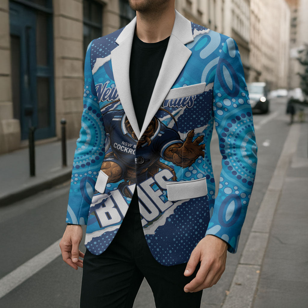 NSW Blues Rugby Custom Blazer Go Cockroaches Sporty Aboriginal Art