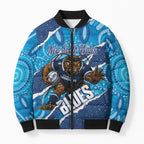 NSW Blues Rugby Custom Bomber Puffer Jacket Go Cockroaches Sporty Aboriginal Art