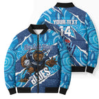 NSW Blues Rugby Custom Bomber Puffer Jacket Go Cockroaches Sporty Aboriginal Art
