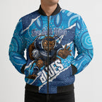 NSW Blues Rugby Custom Bomber Puffer Jacket Go Cockroaches Sporty Aboriginal Art