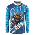 NSW Blues Rugby Custom Button Sweatshirt Go Cockroaches Sporty Aboriginal Art