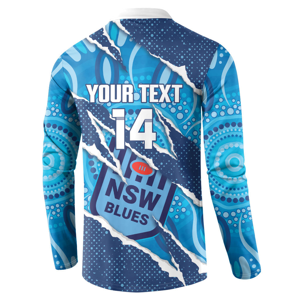 NSW Blues Rugby Custom Button Sweatshirt Go Cockroaches Sporty Aboriginal Art