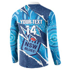 NSW Blues Rugby Custom Button Sweatshirt Go Cockroaches Sporty Aboriginal Art