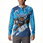 NSW Blues Rugby Custom Button Sweatshirt Go Cockroaches Sporty Aboriginal Art