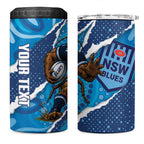 NSW Blues Rugby Custom 4 in 1 Can Cooler Tumbler Go Cockroaches Sporty Aboriginal Art