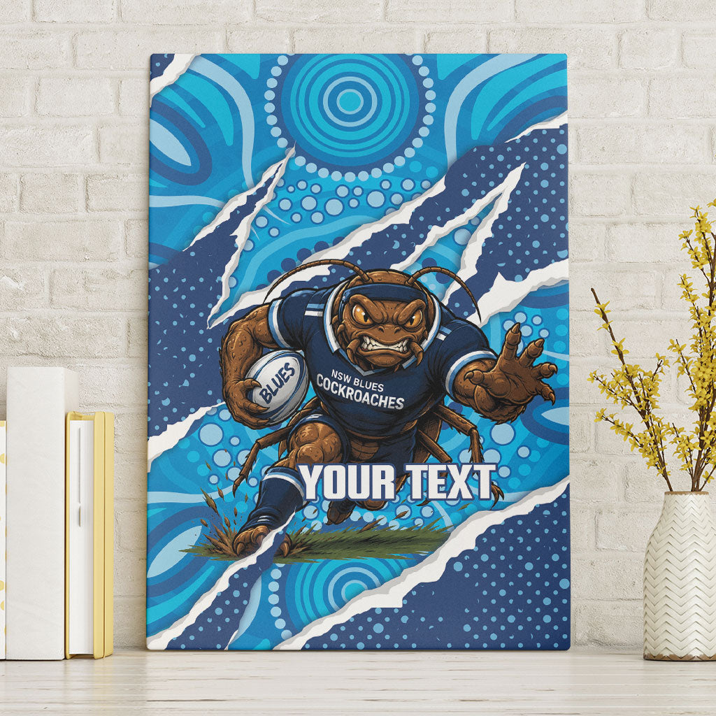 NSW Blues Rugby Custom Canvas Wall Art Go Cockroaches Sporty Aboriginal Art
