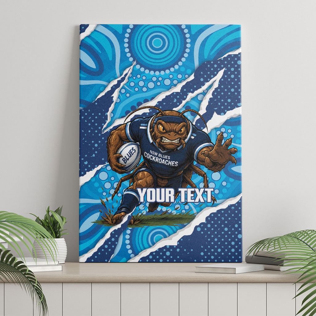 NSW Blues Rugby Custom Canvas Wall Art Go Cockroaches Sporty Aboriginal Art