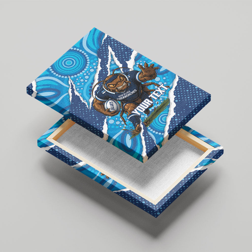 NSW Blues Rugby Custom Canvas Wall Art Go Cockroaches Sporty Aboriginal Art