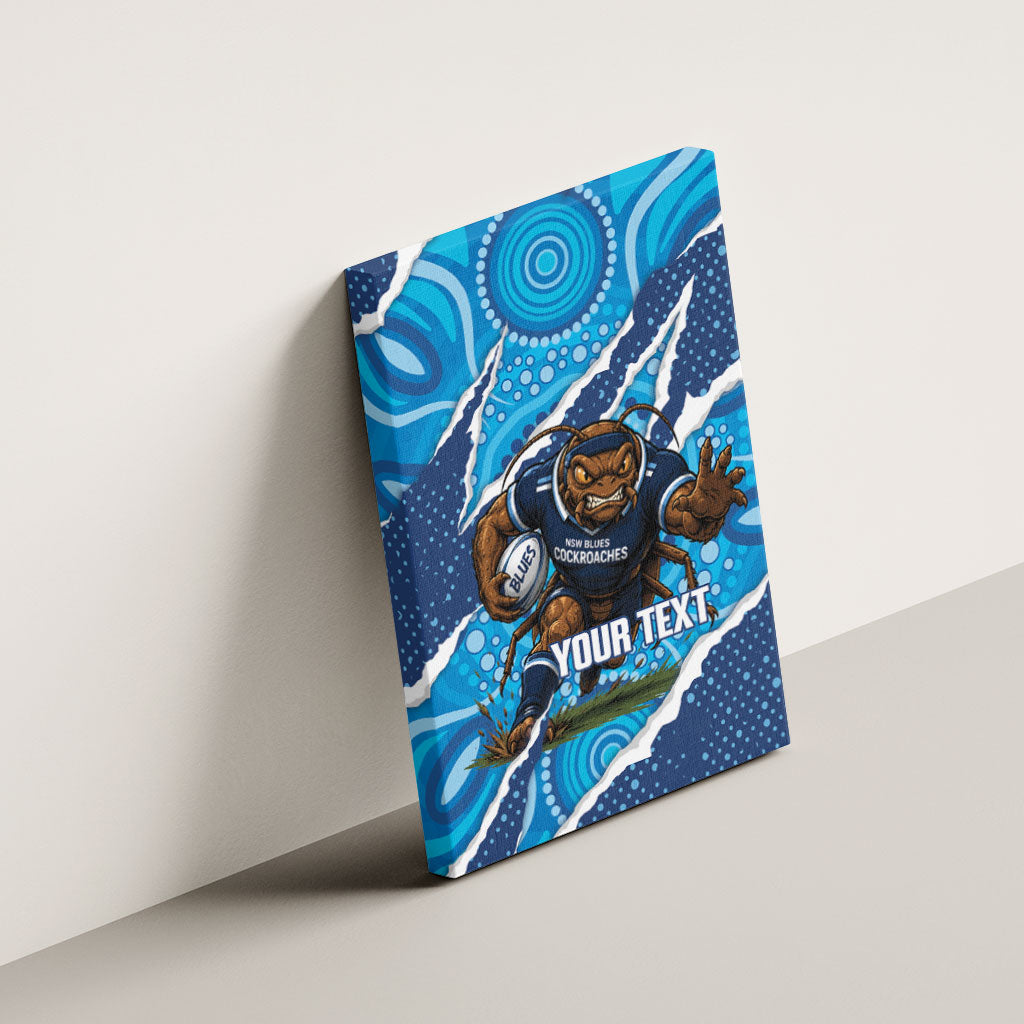 NSW Blues Rugby Custom Canvas Wall Art Go Cockroaches Sporty Aboriginal Art