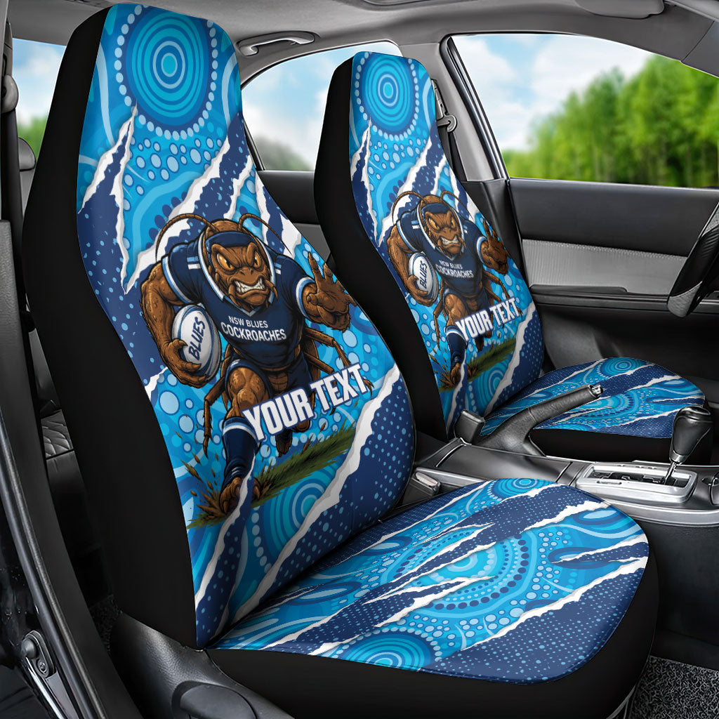 NSW Blues Rugby Custom Car Seat Cover Go Cockroaches Sporty Aboriginal Art