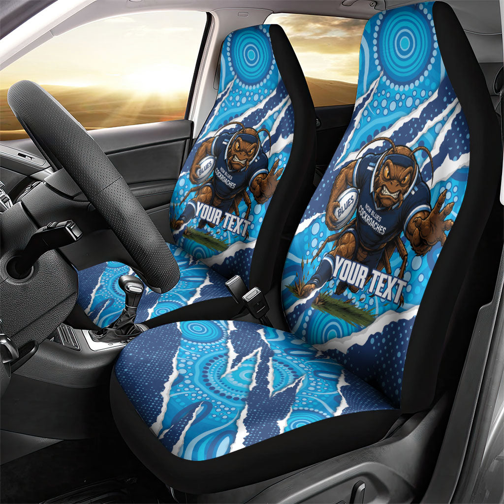 NSW Blues Rugby Custom Car Seat Cover Go Cockroaches Sporty Aboriginal Art