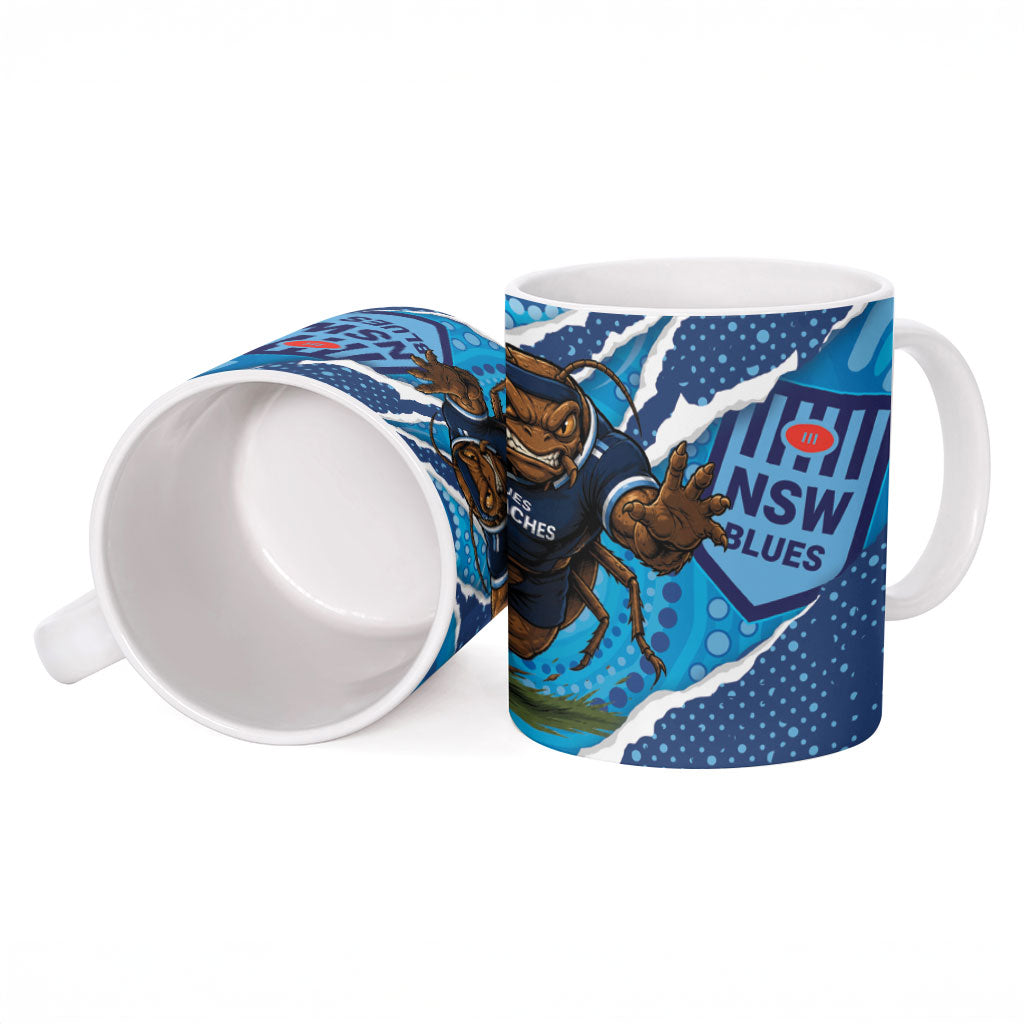 NSW Blues Rugby Custom Ceramic Mug Go Cockroaches Sporty Aboriginal Art
