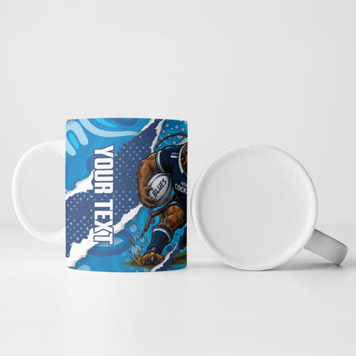 NSW Blues Rugby Custom Ceramic Mug Go Cockroaches Sporty Aboriginal Art