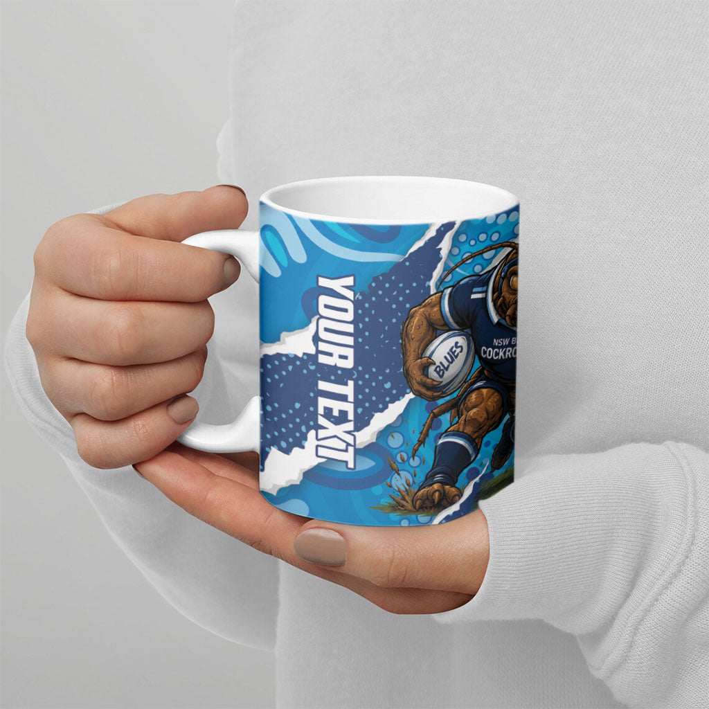 NSW Blues Rugby Custom Ceramic Mug Go Cockroaches Sporty Aboriginal Art