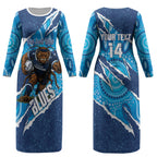 NSW Blues Rugby Custom Couples Matching Long Sleeve Bodycon Dress and Long Sleeve Button Shirt Go Cockroaches Sporty Aboriginal Art LT14