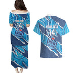 NSW Blues Rugby Custom Couples Matching Puletasi and Hawaiian Shirt Go Cockroaches Sporty Aboriginal Art